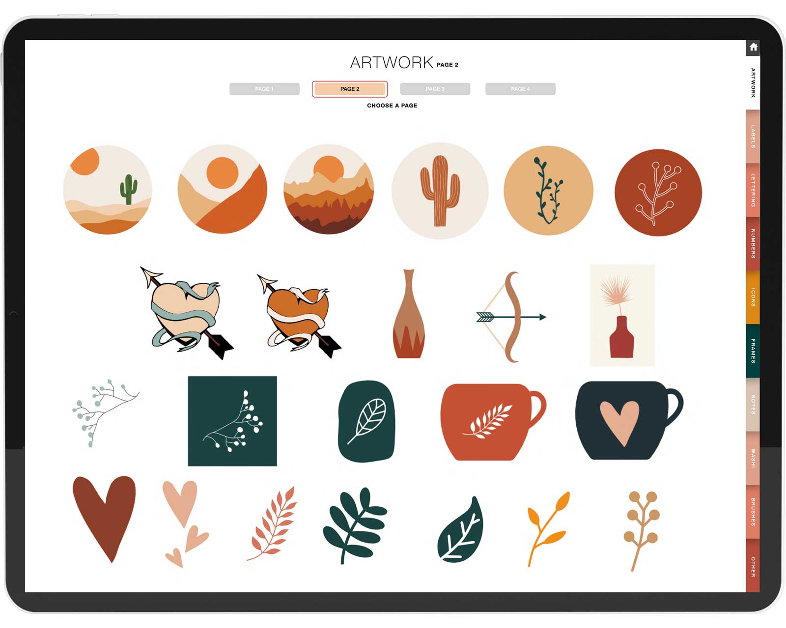 Boho Digital Sticker Set – Amethyst & Garnet Designs